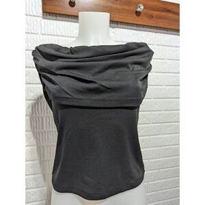 Carilyn Vaile Women Black Pullover Sleeveless Nylon Off Shoulder Knit Top Medium